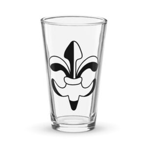 Fleur-de-Lis Shaker Pint Glass – 16 oz Beer Glassware with New Orleans Mardi Gras French Symbol | Durable Cocktail Mixing & Drinking Glass
