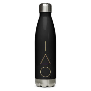 Black or White Stainless Steel Water Bottle – Deathly Hallows Symbol (Triangle, Circle & Horizontal Line) | 17 oz Vacuum Insulated Harry Potter Flask | Leak-Proof, Hot & Cold Bottle