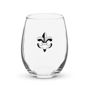 Fleur-de-Lis Stemless Wine Glass – 15 oz Elegant New Orleans Mardi Gras French Symbol Glassware | Gift for Wine Lovers, Weddings, Dinner Parties & More