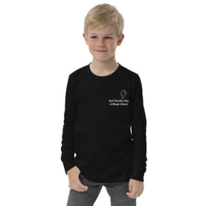 Just Another Day at Magic School Youth Long Sleeve Shirt – Large Black Kids Tee with Lightning Bolt Clipart for Magical Themed Parties and Everyday Wear
